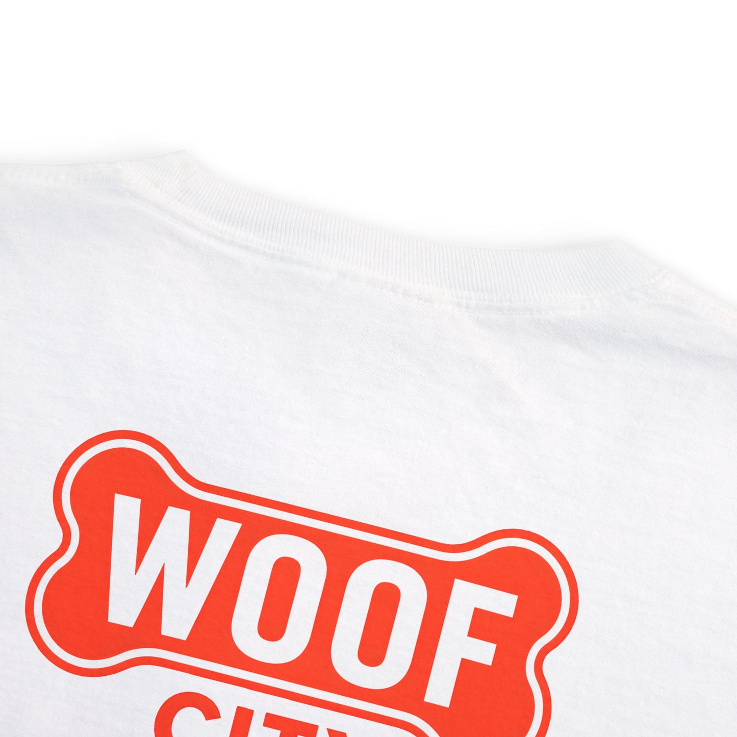 Woof City Pocket T-Shirt with Red Logo — Dog Lover Graphic Tee