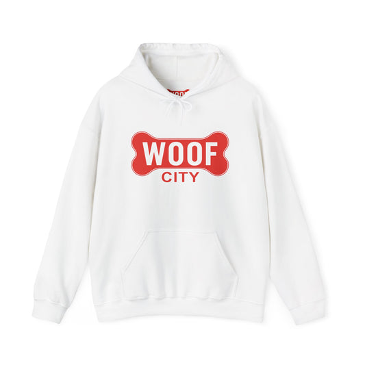 Woof City Logo Sweatshirt — Rail District Frisco Dog Care Hoodie